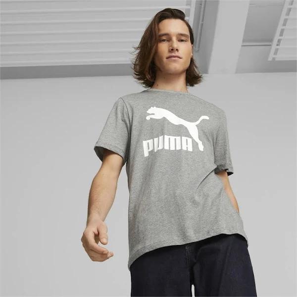 Classics Men's Logo T-Shirt in Medium Gray Heather, Cotton/Polyester by Puma