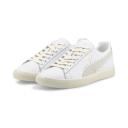 Clyde Base Unisex Sneakers in White/Frosted Ivory/Team Gold, Size 10 by Puma