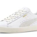 Clyde Base Unisex Sneakers in White/Frosted Ivory/Team Gold, Size 11 by Puma