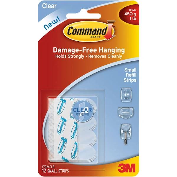Command Refill Strips, Small, Clear, 12-Strips (17024CLR-ES)