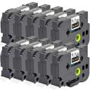 Compatible 10 x PT1000 Brother PT-1000 P-Touch Tape 12mm Black Text On Yellow Tape