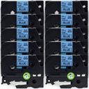 Compatible 10 x PTD200 Brother PT-D200 12mm White Text On Black Tape P-Touch Tape