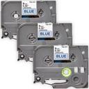 Compatible 3 x PT-1280DT Brother PT1280DT P-Touch Tape 9mm Black Text On Blue Tape