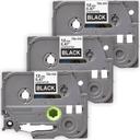 Compatible 3 x PT-1280DT Brother PT1280DT P-Touch Tape 9mm Black Text On Blue Tape