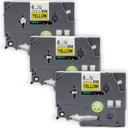 Compatible 3 x PT-1280DT Brother PT1280DT P-Touch Tape 9mm Black Text On Blue Tape