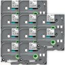 Compatible 3 x PT-2700 Brother PT2700 P-Touch Tape 9mm Black Text On Green Tape