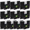 Compatible 3 x PT-900 Brother PT900 P-Touch Tape 9mm Black Text On Green Tape