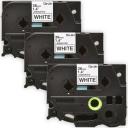 Compatible 3 x PT-9600 Brother PT9600 36mm Black Text On White P-Touch Tape