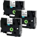 Compatible 3 x PT2300 Tape Brother PT-2300 24mm White Text On Black Laminated Tape