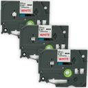 Compatible 3 x PT9200PC Brother PT-9200PC P-Touch Tape 12mm Red Text On White Tape