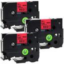 Compatible 3 x PT9200PC Brother PT-9200PC P-Touch Tape 12mm Red Text On White Tape