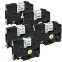 Compatible 5 x PT-2700 Brother PT2700 P-Touch Tape 12mm Black Text On Green Tape