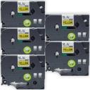 Compatible 5 x PT-2700 Brother PT2700 P-Touch Tape 12mm Black Text On Green Tape