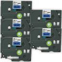 Compatible 5 x PT-D450 Brother PTD450 P-Touch Tape 12mm Black Text On Green Tape