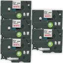 Compatible 5 x PT1880 Brother PT-1880 P-Touch Tape 12mm Red Text On White Tape
