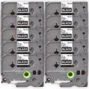 Compatible 5 x PT1880 Brother PT-1880 P-Touch Tape 12mm Red Text On White Tape