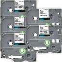 Compatible 5 x PTD800W Brother PT-D800W P-Touch Tape 9mm Black Text On White Tape