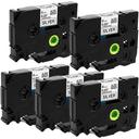 Compatible 5 x PTP910BT Brother PT-P910BT 36mm Black Text On White P-Touch Tape