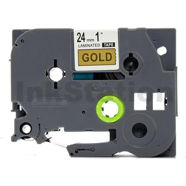 Compatible PT-D800W Tape Brother PTD800W 24mm Black Text On Gold P-Touch Tape