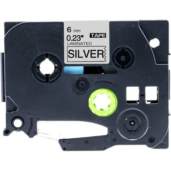 Compatible PT1830 Brother PT-1830 6mm Black Text On Silver P-Touch Tape