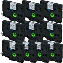 Compatible PT1830 Brother PT-1830 P-Touch Tape 12mm Black Text On Green Tape