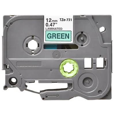 Compatible PT1830 Brother PT-1830 P-Touch Tape 12mm Black Text On Green Tape