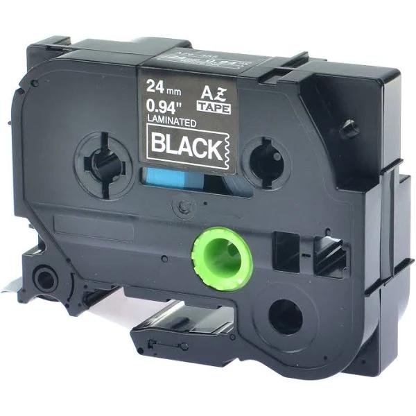Compatible PT7600 Tape Brother PT-7600 24mm White Text On Black Laminated Tape