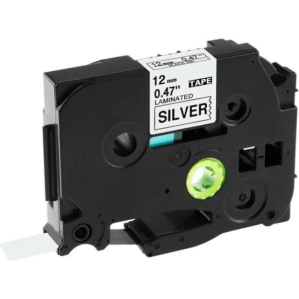 Compatible PT9500PC Brother PT-9500PC Tape 12mm Black Text On Silver P-Touch Tape