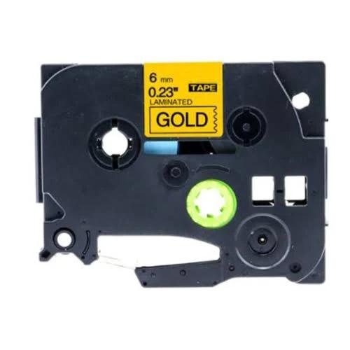 Compatible PTE100VP Brother PT-E100VP 6mm Black Text On Gold P-Touch Tape