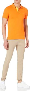 Contrast Color Piqué Polo Shirt 5XL / Russet Orange / Orange