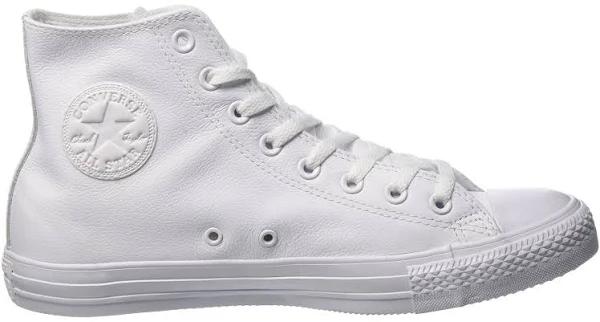 Converse Chuck Taylor All Star High Leather, Size: 8, White Monochrome