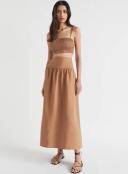 Core Linen Gathered Maxi Skirt - AUBURNBRWN - 06