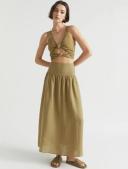 Core Linen Gathered Maxi Skirt - AUBURNBRWN - 06