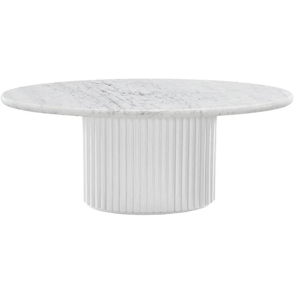 Cosmos Coffee Table - White Oak - Carrara Marble - 100cm - by Life Interiors