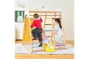 Costway 8-in-1 Kids Playground Set Wood Swing Slide Climb Play Sets Indoor Outdoor Kidergarden Amusement Park