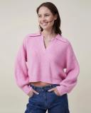 Cotton On Blondie Rib Collar Pullover Pink - S - AfterPay & Klarna Available