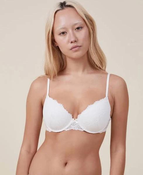 Cotton On Body - Women's White Bras - Everyday Lace T-Shirt Bra - Size 10E at The Iconic