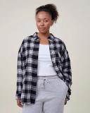 Cotton On Boyfriend Flannel Shirt Black - M