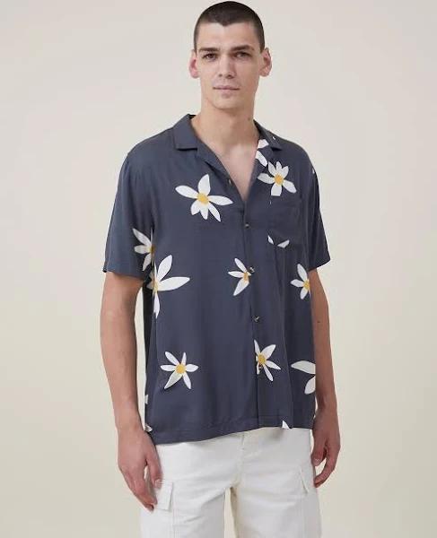 Cotton On - Men's Black Shirts - Riviera Short Sleeve Shirt - Size L at The Iconic