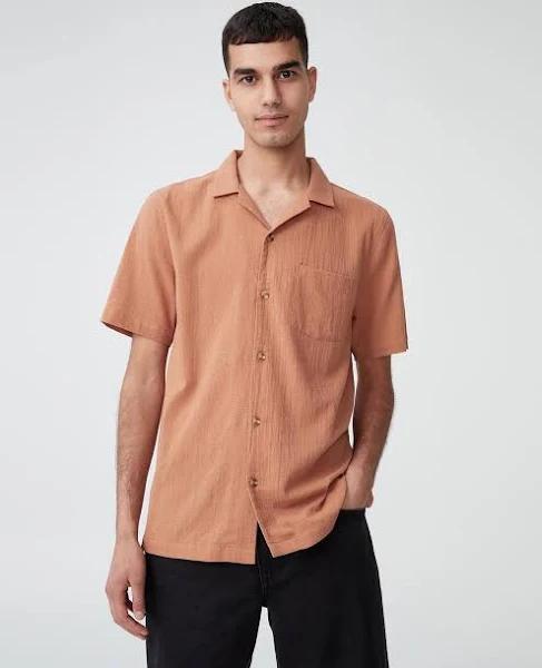Cotton On - Men's Brown Shirts - Riviera Short Sleeve Shirt - Size L at The Iconic