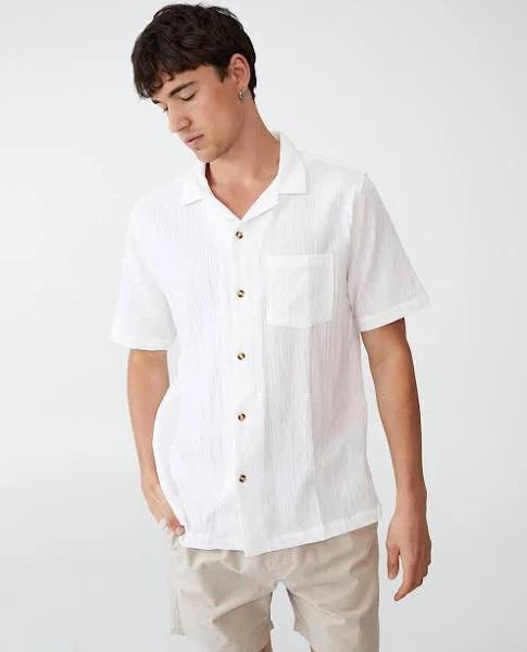 Cotton On - Men's White Short Sleeve Shirts - Riviera Short Sleeve Shirt - Size XL at The Iconic