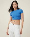 Cotton On Micro Crop Tee Blue - M - AfterPay & Klarna Available