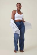 Cotton On Women - Curvy Stretch Wide Jean - Bottle blue