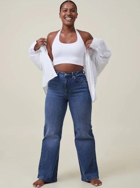 Cotton On Women - Curvy Stretch Wide Jean - Bottle blue