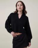 Cotton On - Women's Black Jumpers - Chunky Rib Collar Pullover - Size XXL at The Iconic