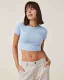 Cotton On - Women's Blue Cropped Tops - Micro Baby Crop Tee - Size L at The Iconic
