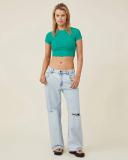 Cotton On - Women's Green T-shirts - Micro Crop Tee - Size L at The Iconic