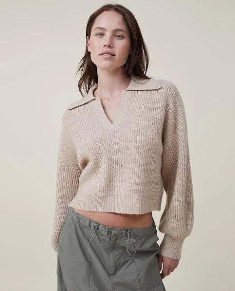 Cotton On - Women's Neutrals Jumpers - Chunky Rib Collar Pullover - Size XL at The Iconic