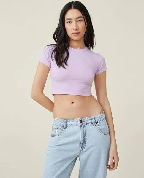 Cotton On - Women's Purple Cropped Tops - Micro Baby Crop Tee - Size L at The Iconic