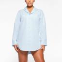 Cotton Poplin Sleep Button Up Dress | Glacier